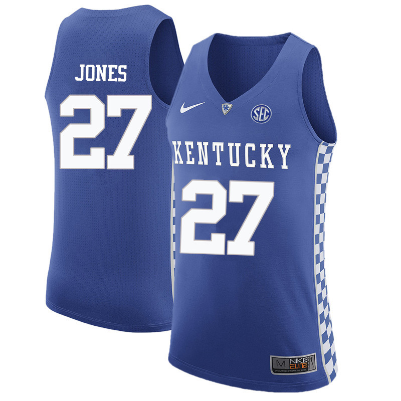Men Kentucky Wildcats #27 Wallace Jones College Basketball Jerseys-Blue